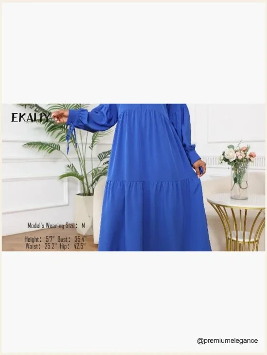 Long Sleeve Maxi Shirt Dress Button Down Loose Fit Swing Party - Picture 7 of 7